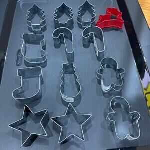 Wazir Chand Galvanized Aluminum Metal Cookie Cutters Set of 13 Christmas Holiday